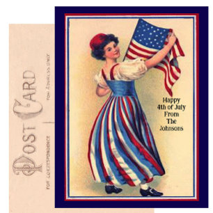 Benutzerdefinierter Name Vintage Fourth of July Pa Postkarte