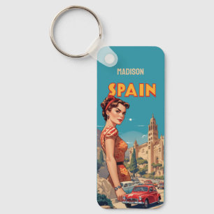 Benutzerdefinierter Name Vintage Spanien Schlüsselanhänger