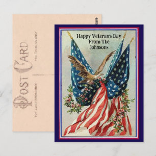 Benutzerdefinierter Name Vintage Veteran's Day Pat Postkarte