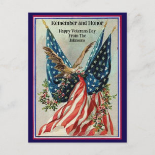 Benutzerdefinierter Name Vintage Veteran's Day Pat Postkarte