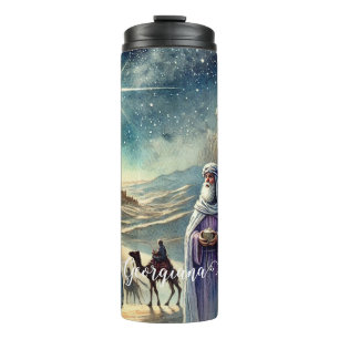 Benutzerdefinierter Name Vintage-Wasserfarbe Drei Thermosbecher