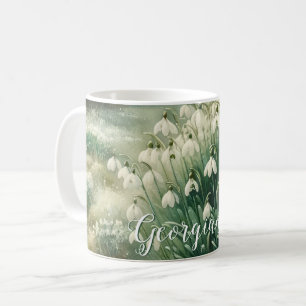 Benutzerdefinierter Name Vintage-Wasserfarbe Flora Kaffeetasse