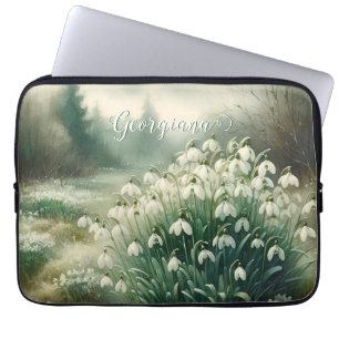 Benutzerdefinierter Name Vintage-Wasserfarbe Flora Laptopschutzhülle