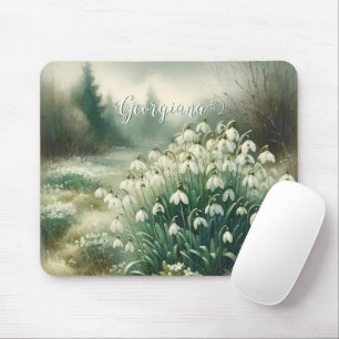 Benutzerdefinierter Name Vintage-Wasserfarbe Flora Mousepad