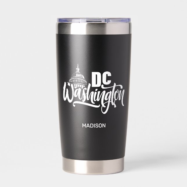 Benutzerdefinierter Name Washington DC Thermobecher (Vorderseite)