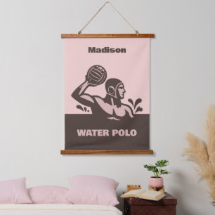 Benutzerdefinierter Name Wasserball Wandteppich Mit Holzrahmen