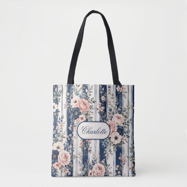 Benutzerdefinierter Name Wasserfarbe Navy Blumenst (Vorderseite)
