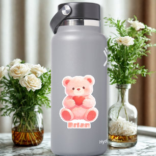 Benutzerdefinierter Name Wasserfarbe Rosa Teddybär Aufkleber