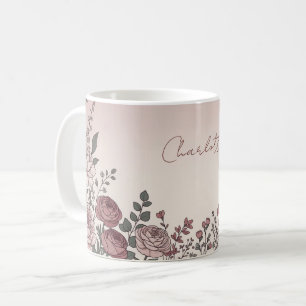 Benutzerdefinierter Name Wasserfarben-Pfingstrose Kaffeetasse