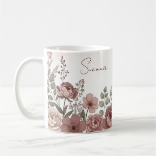 Benutzerdefinierter Name Wasserfarben-Pfingstrose Kaffeetasse