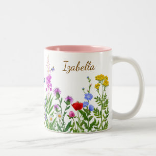 Benutzerdefinierter Name Watercolor Pfingstrose Bo Zweifarbige Tasse