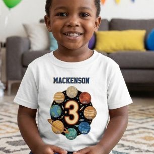 Benutzerdefinierter Name Weltraum 3. Geburtstagsfe Baby T-shirt