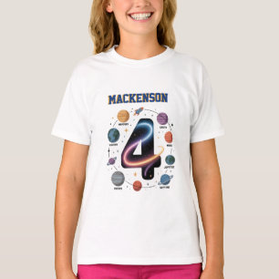 Benutzerdefinierter Name Weltraum zum 4. Geburtsta T-Shirt