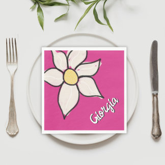 Benutzerdefinierter Name Whimsical Daisy Floral Ba Serviette