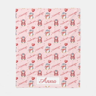 Benutzerdefinierter Name Whimsical Penguin Kinder  Fleecedecke