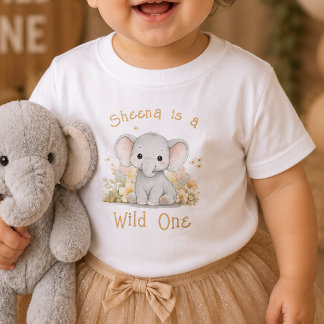 Benutzerdefinierter Name Wild One 1. Geburtstag Ba Baby T-shirt