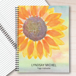 Benutzerdefinierter Name Yoga-Lehrer Sonnenblume Notizbuch
