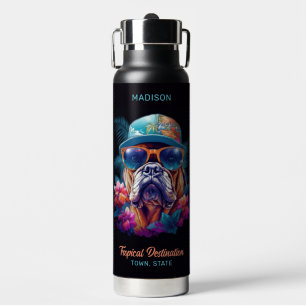Benutzerdefinierter Name & Ziel Tropischer Urlaub  Trinkflasche