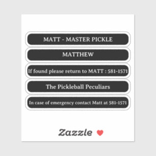 Benutzerdefinierter Namensaufkleber für Pickleball Aufkleber