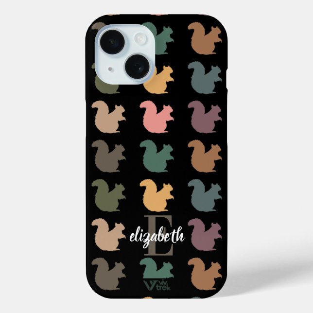 Benutzerdefinierter Namensinitiale Retro-Eichhörnc Case-Mate iPhone Hülle (Rückseite)