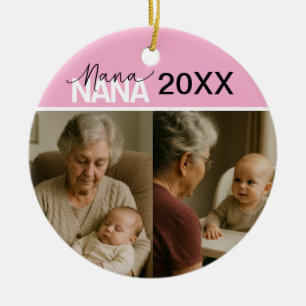 Benutzerdefinierter Nana-Foto-Schmuck mit Jahr 2 B Keramik Ornament