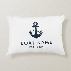 Benutzerdefinierter nautischer Anker Bootname Dekokissen