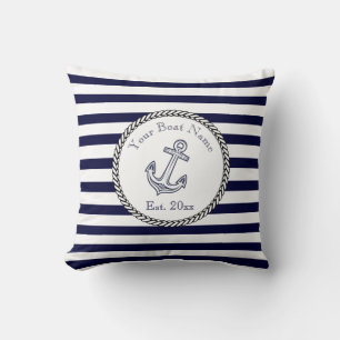 Benutzerdefinierter nautischer Anker Navy Blau Str Kissen