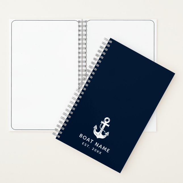 Benutzerdefinierter nautischer Bootsname Anker Notizbuch (Innen)