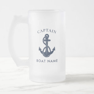 Benutzerdefinierter nautischer Kapitän Navy Blau B Mattglas Bierglas