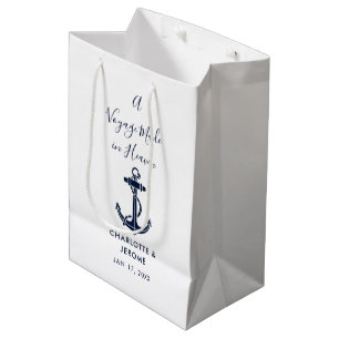 Benutzerdefinierter nautischer marineblauer Anker Mittlere Geschenktüte