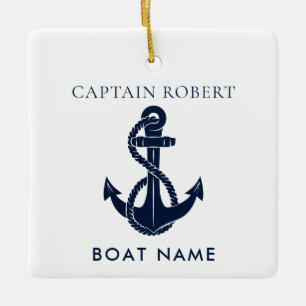 Benutzerdefinierter nautischer marineblauer Bootsa Keramikornament