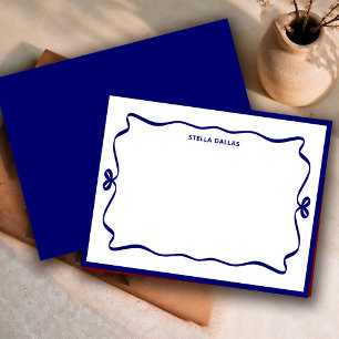 Benutzerdefinierter Navy-Blau-Doodle-Rahmen Minima Mitteilungskarte