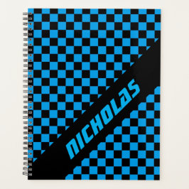 Benutzerdefinierter Neonblauer Karomuster-Terminka Planer
