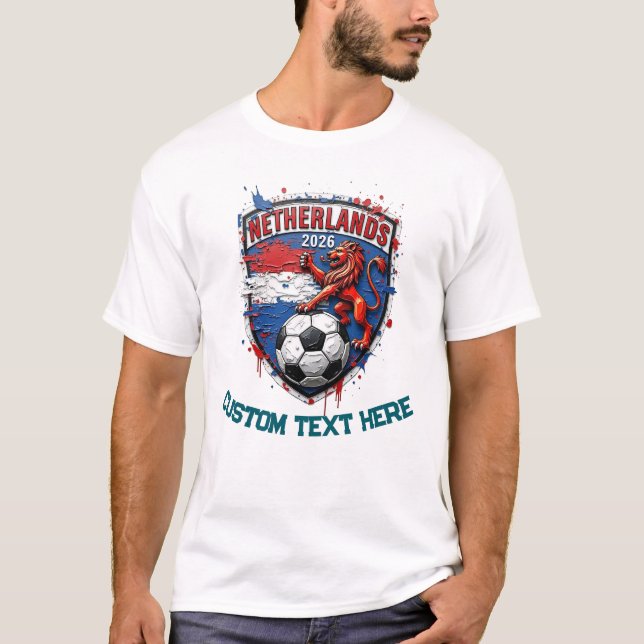 Benutzerdefinierter niederländischer Nationalfussb T-Shirt (Vorderseite)