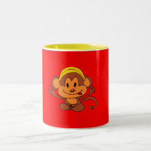 Benutzerdefinierter Niedlich spielender Affe mit B Zweifarbige Tasse