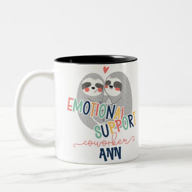 Benutzerdefinierter Niedlicher Sloth-Support-Mitar Zweifarbige Tasse (Links)