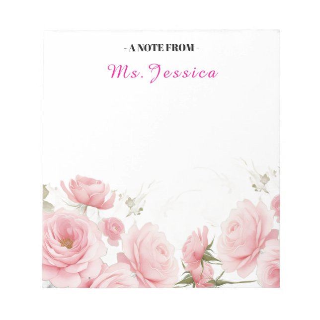 Benutzerdefinierter Notepad mit Blume, Personalisi Notizblock (Vorderseite)