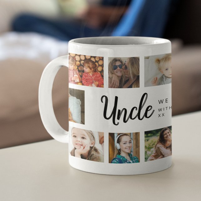 Benutzerdefinierter Onkel 18 Foto-Collage Kaffeetasse (Von Creator hochgeladen)