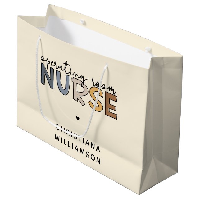 Benutzerdefinierter Operationssaal - Krankenversic Große Geschenktüte (Vorderseite Schrägansicht)