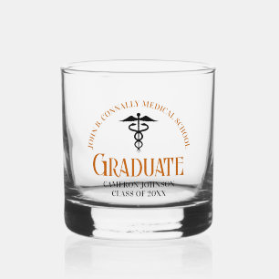 Benutzerdefinierter Orange Medical School Abschlus Whiskyglas
