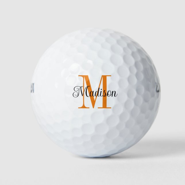 Benutzerdefinierter orangefarbener Anfangsname Golfball (Vorderseite)