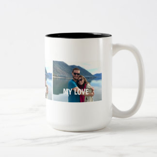 Benutzerdefinierter Paarfoto-Becher – Liebesgesche Zweifarbige Tasse