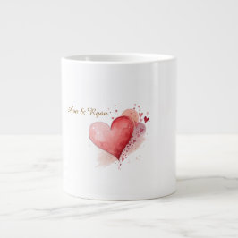Benutzerdefinierter Paarnamen-Wasserfarbe-Herz-Spe Jumbo-Tasse