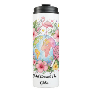 Benutzerdefinierter Padel Around The Globe Flaming Thermosbecher