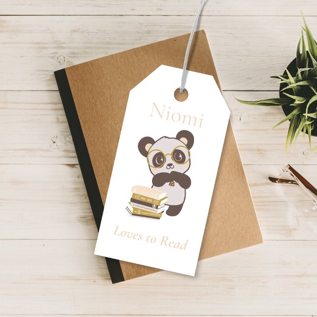Benutzerdefinierter Panda Lesezeichen Name Geschen Geschenkanhänger (Personalized Kids Love to Read Panda Bookmark Gift Tag)