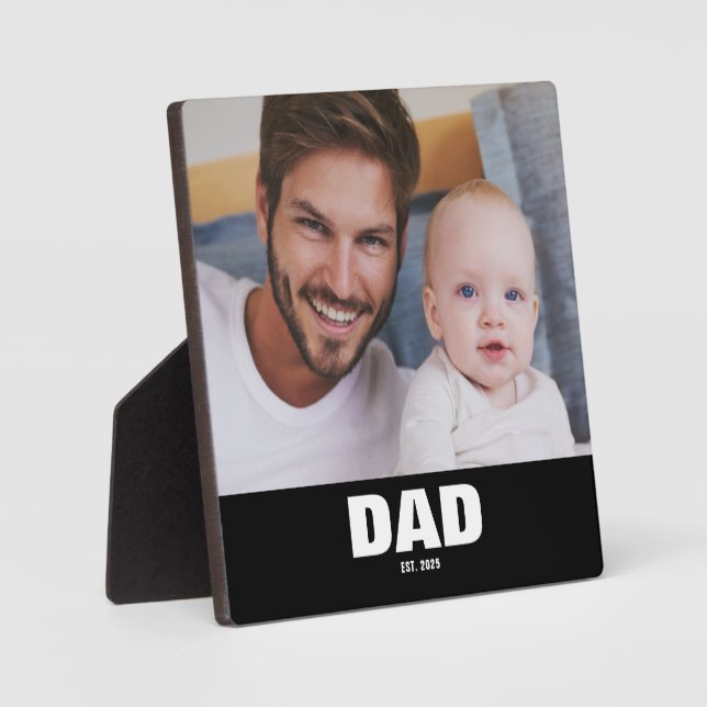 Benutzerdefinierter Papa Modern Bold Foto Fotoplatte (Vorderseite)