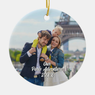 Benutzerdefinierter Paris-Reise-Foto-Weihnachtsbau Keramik Ornament