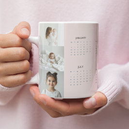 Benutzerdefinierter Pastellrosa 2025 Kalender mit  Jumbo-Tasse