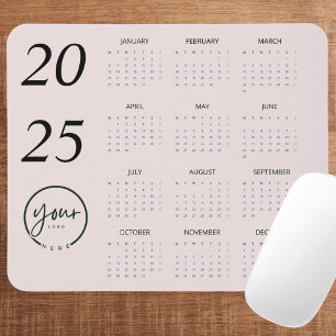 Benutzerdefinierter Pastellrosa 2025-Kalender mit  Mousepad