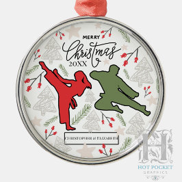 Benutzerdefinierter persönlicher Karate-Weihnachte Ornament Aus Metall